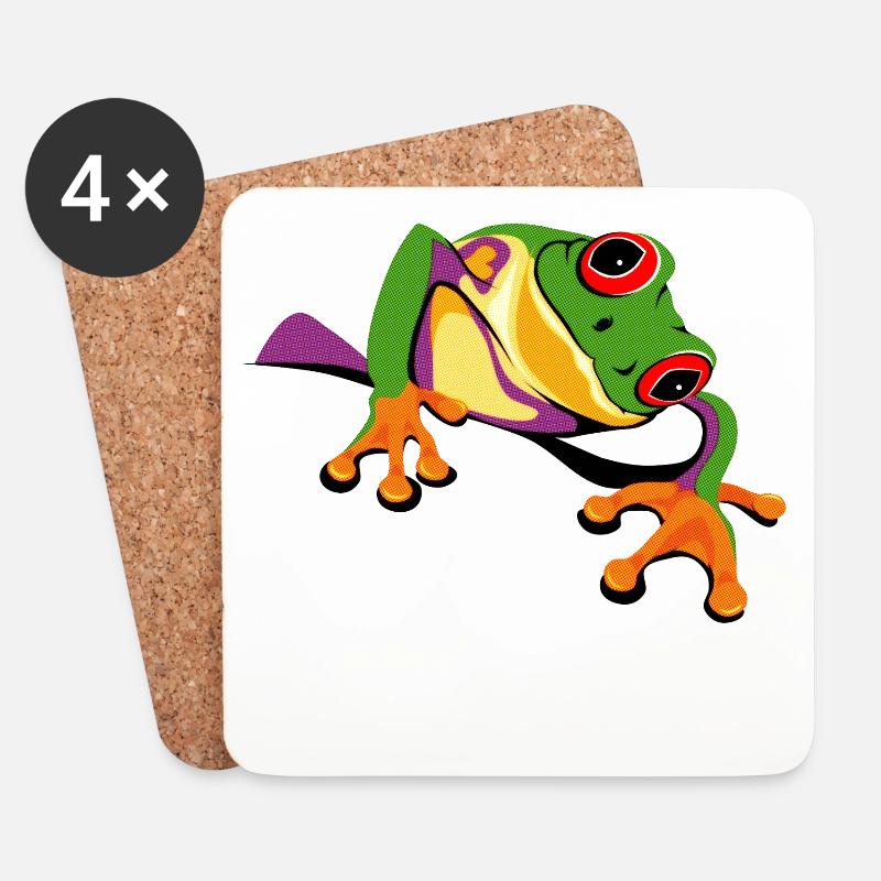 Frosch Regenwald comic frog Umweltschutz - Untersetzer (4er-Set) - Weiß