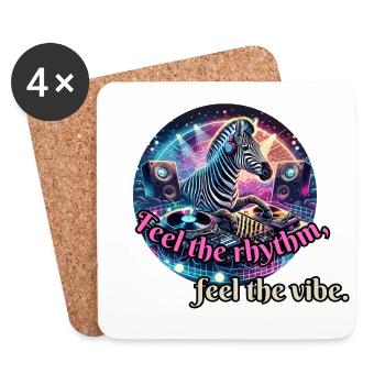Feel the rhythm - Zebra at the DJ booth - Coasters (set of 4) - white - Front