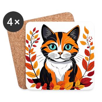 Autumn cat - Coasters (set of 4) - white - Front
