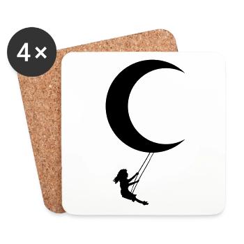 Moon Swing Moon Child Child Night Sky Mood - Coasters (set of 4) - white - Front