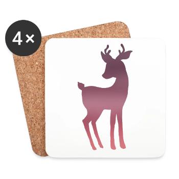 Cerf rose - Dessous de verre (lot de 4) - blanc - Devant
