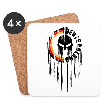 Spartaner Helm Deutschland - Untersetzer (4er-Set) - Weiß - Vorne