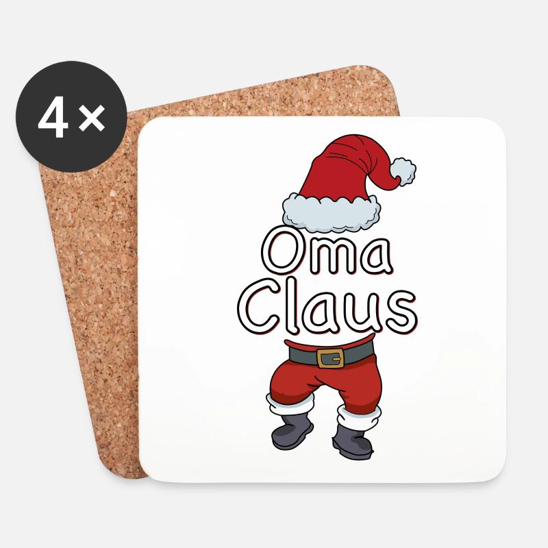 Oma Claus Lustiges Weihnachts-Geschenk Großmutter - Untersetzer (4er-Set) - Weiß