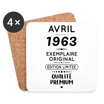 Anniversaire 60 ans - Avril 1963 Original - Dessous de verre (lot de 4) - blanc - Devant