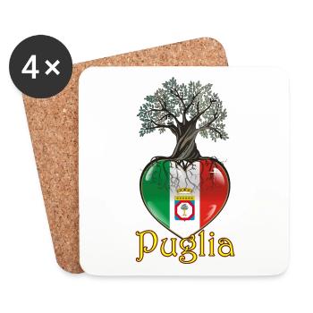 Cœur de racines des Pouilles - Dessous de verre (lot de 4) - blanc - Devant