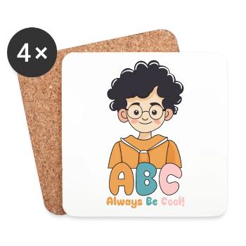 Schulkind ABC Junge Einschulung Allways be Call - Untersetzer (4er-Set) - Weiß - Vorne