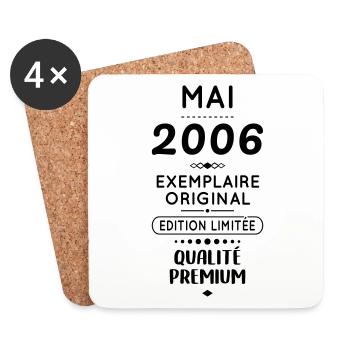 Anniversaire 18 ans - Mai 2006 Original - Dessous de verre (lot de 4) - blanc - Devant