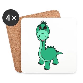 Süßer Dino - Untersetzer (4er-Set) - Weiß - Vorne