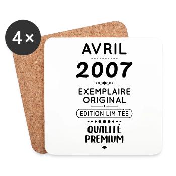 Anniversaire 18 ans - Avril 2007 Original - Dessous de verre (lot de 4) - blanc - Devant