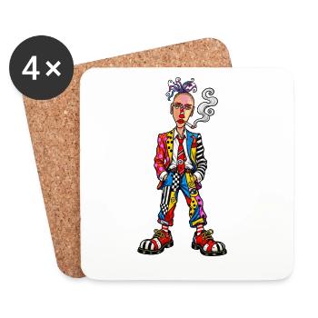 Patchwork Punk Clownportrait - Untersetzer (4er-Set) - Weiß - Vorne