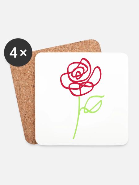 Rose - Untersetzer (4er-Set) - Weiß