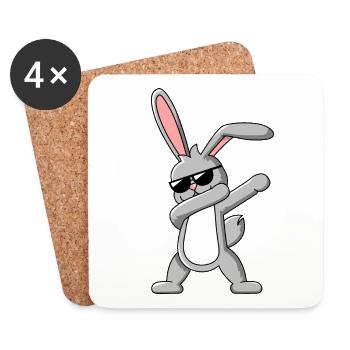 Dabbing Rabbit - Drôle de dab dance Easter Design - Dessous de verre (lot de 4) - blanc - Devant