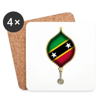 ST. KITTS UND NEVIS | FLAGGE | URBANE KUNSTSTOFFE - Untersetzer (4er-Set) - Weiß - Vorne