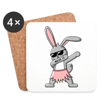 Dab Dance Hase T-Shirt Design - Untersetzer (4er-Set) - Weiß - Vorne