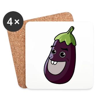 Aubergine Comic - Untersetzer (4er-Set) - Weiß - Vorne