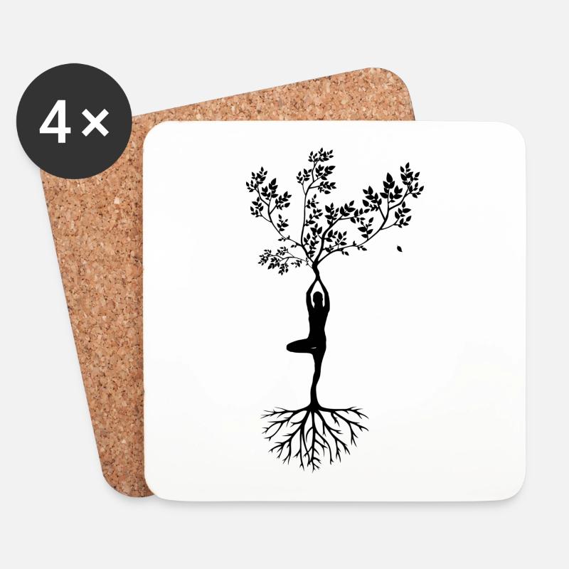 Yoga tree - Untersetzer (4er-Set) - Weiß