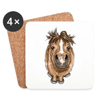 Kleines Pony knuffiges Pferd Illustration - Untersetzer (4er-Set) - Weiß - Vorne