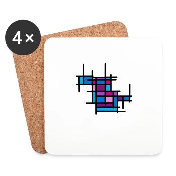 Motif de mosaïque beau design cadeau art abstrait - Dessous de verre (lot de 4) - blanc - Devant