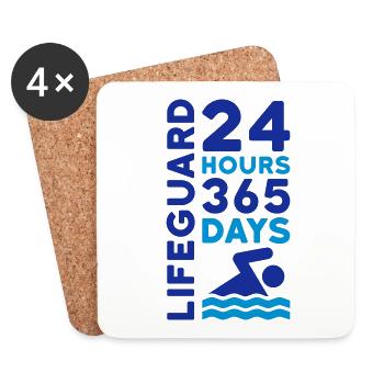 24 hours 365 days lifeguard (Schwimmer, Wellen) - Untersetzer (4er-Set) - Weiß - Vorne