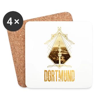 Dortmund Germany City Skyline Gold Love - Coasters (set of 4) - white - Front