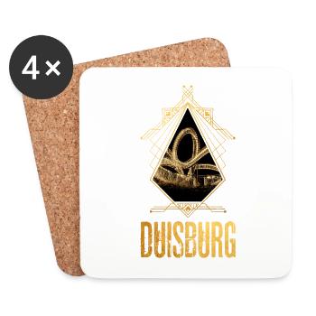 Duisbourg Allemagne Ville Skyline Gold Love - Dessous de verre (lot de 4) - blanc - Devant