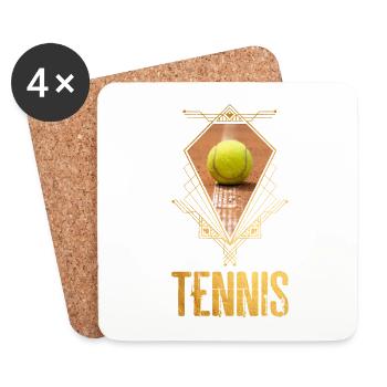Tennis Tennisball Gold Spieler Sport Vintage Retro - Untersetzer (4er-Set) - Weiß - Vorne