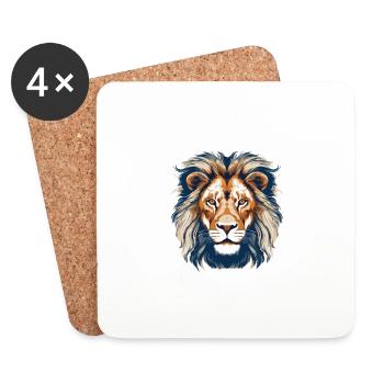 Lion Wild Life Lion Head Predator Colorful Art - Coasters (set of 4) - white - Front