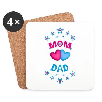 MOM und DAD mit vielen Sternen. - Untersetzer (4er-Set) - Weiß - Vorne