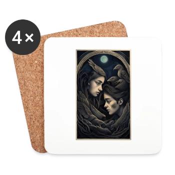 Amour lesbien spirituel dans la nature - Dessous de verre (lot de 4) - blanc - Devant