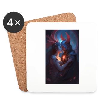 Dämonen Fantasy Liebesszene - Untersetzer (4er-Set) - Weiß - Vorne