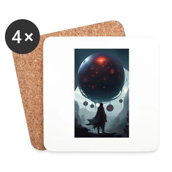 Dystopian world of machines & spheres - Coasters (set of 4) - white - Front