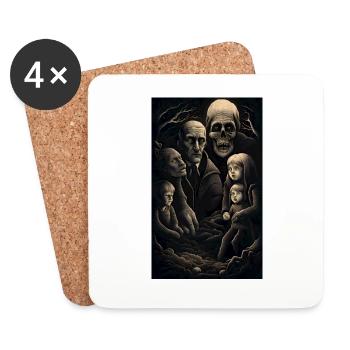La famille de l’horreur à travers le temps et le temps - Dessous de verre (lot de 4) - blanc - Devant