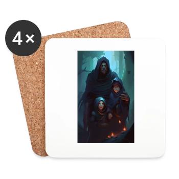 Gloomy medieval fantasy family - Coasters (set of 4) - white - Front