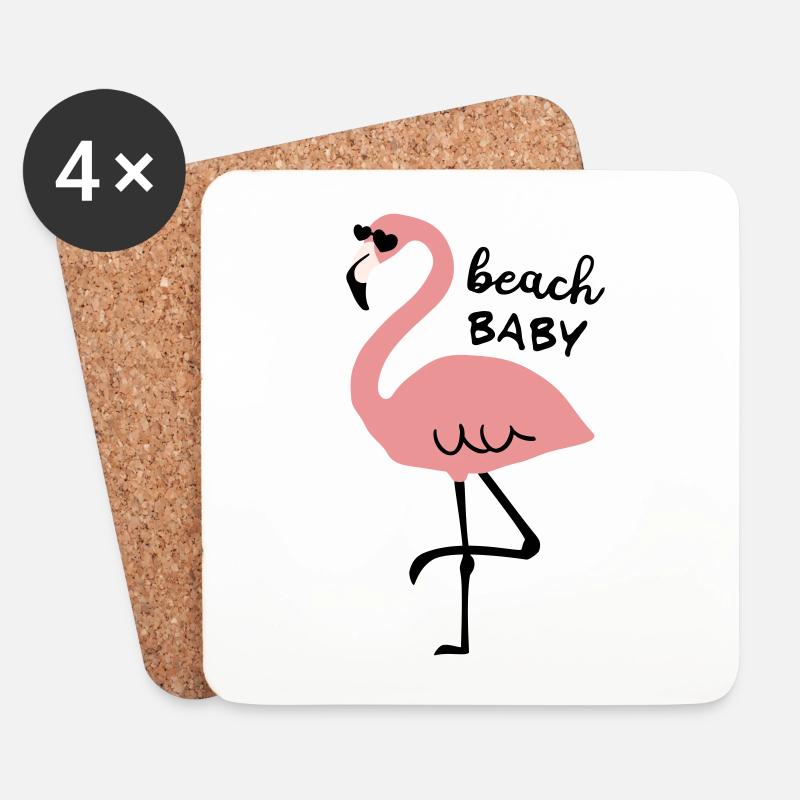 Flamingo mit Sonnenbrille und Spruch beach Baby - Untersetzer (4er-Set) - Weiß