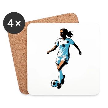 Football Woman - Relatable Sports Sticker - Coasters (set of 4) - white - Front