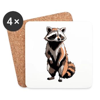 Waschbär - Cute Animal Sticker - Untersetzer (4er-Set) - Weiß - Vorne