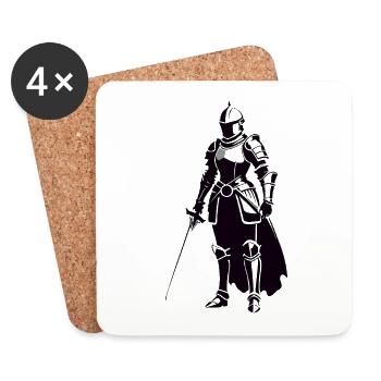 Ritter - Mittelalter Design - Untersetzer (4er-Set) - Weiß - Vorne