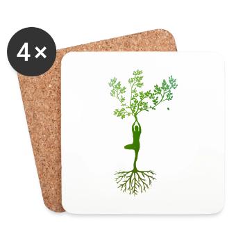 Vrksasana Yoga Pose D'arbre - Dessous de verre (lot de 4) - blanc - Devant