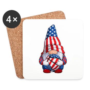 Basketball Gnome 4th of July US Flag for Boys Kids - Coasters (set of 4) - white - Front