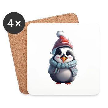 Festlicher Pinguin-Feiertag - Untersetzer (4er-Set) - Weiß - Vorne