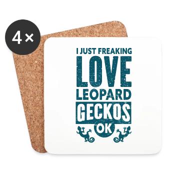 Gecko - Animal amphibien - Dessous de verre (lot de 4) - blanc - Devant