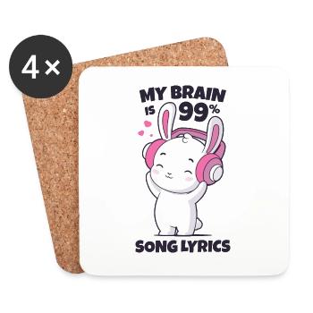 Mon cerveau est composé à 99% de paroles de chansons - Dessous de verre (lot de 4) - blanc - Devant