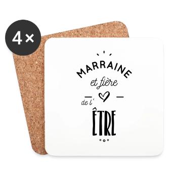 Marraine fière - Dessous de verre (lot de 4) - blanc - Devant