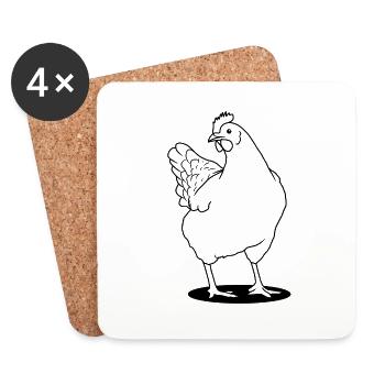 chicken - Coasters (set of 4) - white - Front
