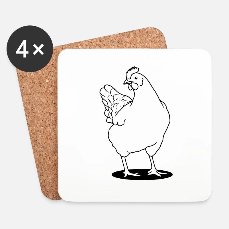 Huhn - Untersetzer (4er-Set) - Weiß