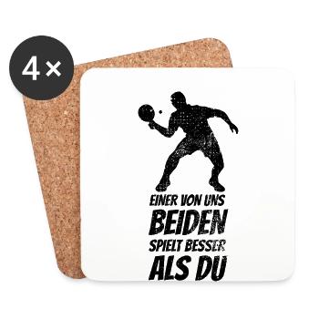 Einer von uns beiden spielt besser Tischtennis - Untersetzer (4er-Set) - Weiß - Vorne
