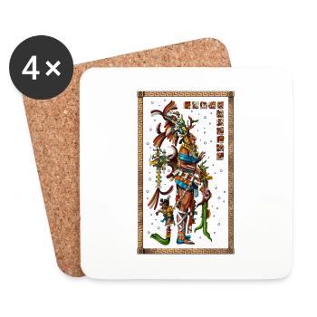 Le roi maya Chan Bahlum II - Dessous de verre (lot de 4) - blanc - Devant