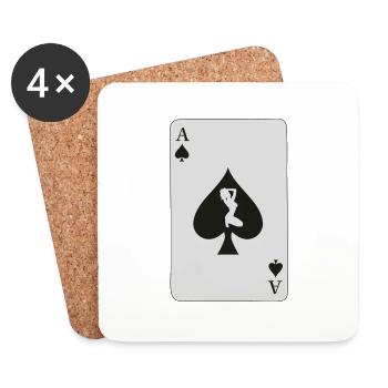 Card Ace of Spade with sexy girl - Coasters (set of 4) - white - Front