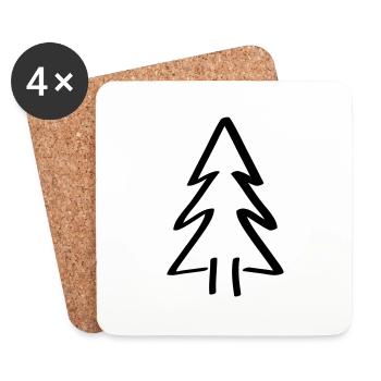 baum Tannenbaum Weihnachtsbaum Christbaum - Untersetzer (4er-Set) - Weiß - Vorne