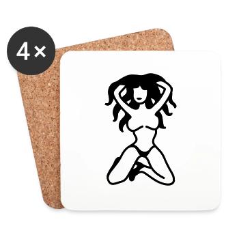 Pin up Girl - Line - Coasters (set of 4) - white - Front